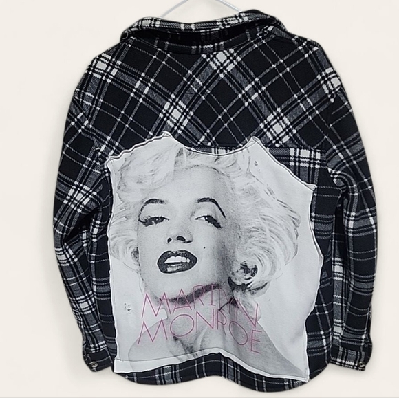 Upcycled Marilyn Monroe Flannel Jacket – Size Large - Picture 3 of 7